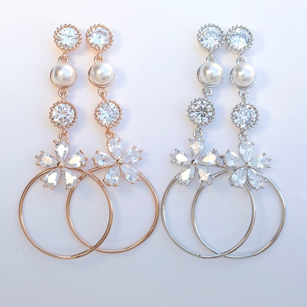 Crystal & Pearl drop earrings